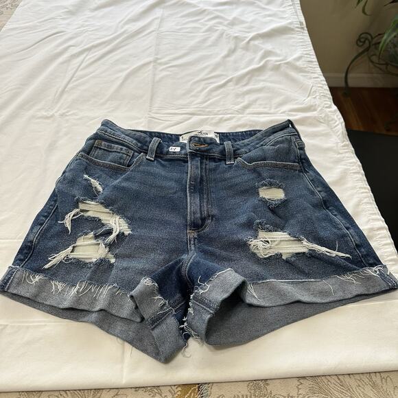Hollister Jeans Shorts Womens Blue 29in Waist Curvy Ultra High Rise Mom Denim 9 - Picture 3 of 8